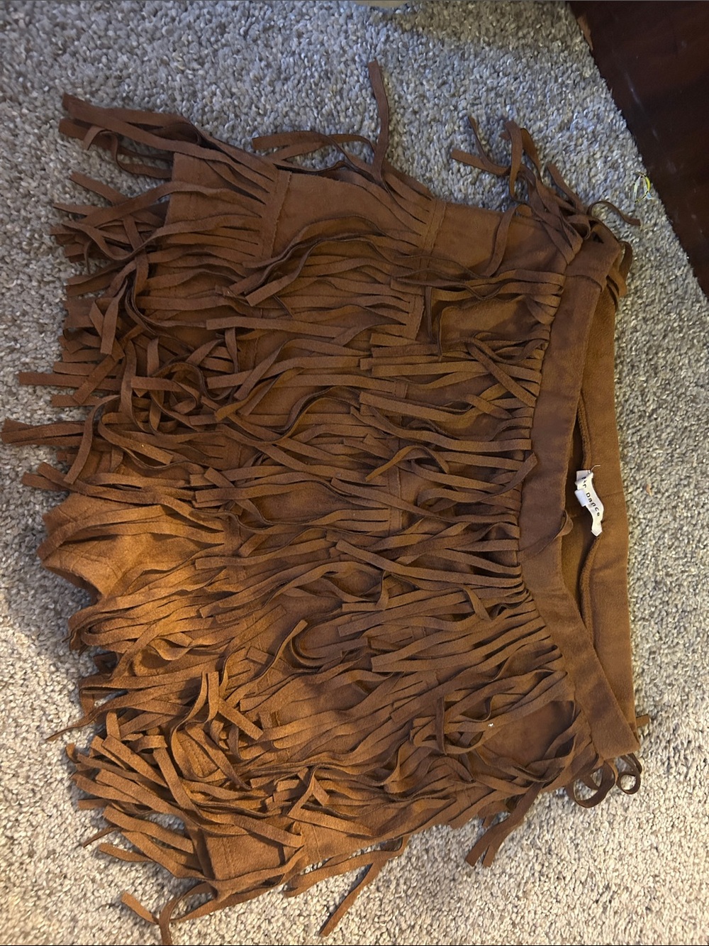 Brown Fringe Mini Skirt - Women's Stylish Tassel Skirt with shorts underneath